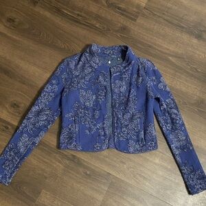 Anthropologie Knitted & Knotted Floral Jacquard Open Cardigan S